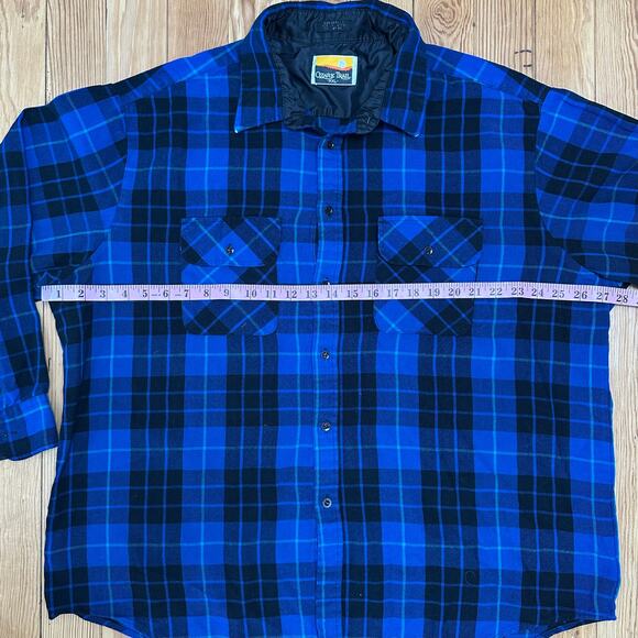 Vintage 90s Blue & Black Plaid Button Up Shirt - Men's XXL - Picture 4 of 8
